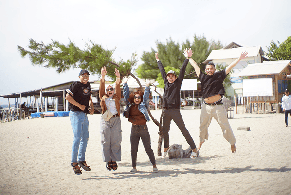 Suasana liburan di pantai