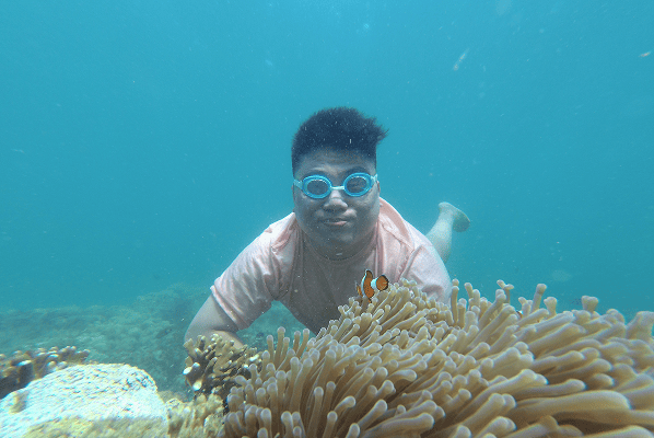 Snorkeling di laut jernih